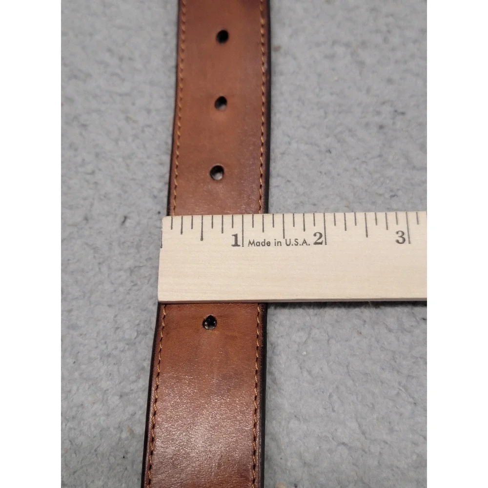 J.McLaughlin Belt Mens 40 Khaki Ashton Embroidered Martini Webbing Leather Trim‎